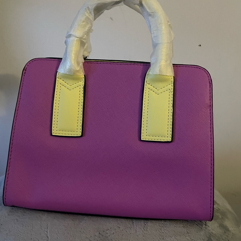 Purple and Yellow Women's Handbag